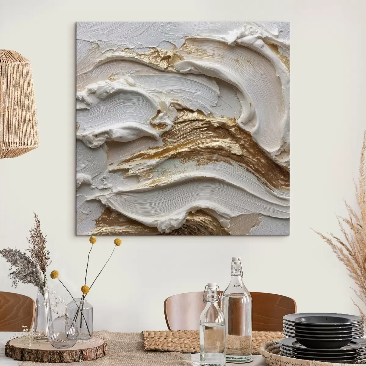 Tableau Vague de forme dans un style d'abstraction volumétrique s45853