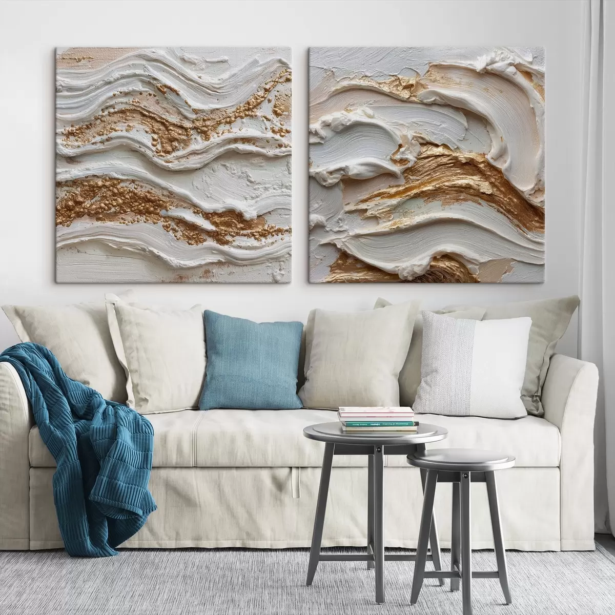 Tableau Abstraction volumétrique avec des traits blancs et jaunes m00742