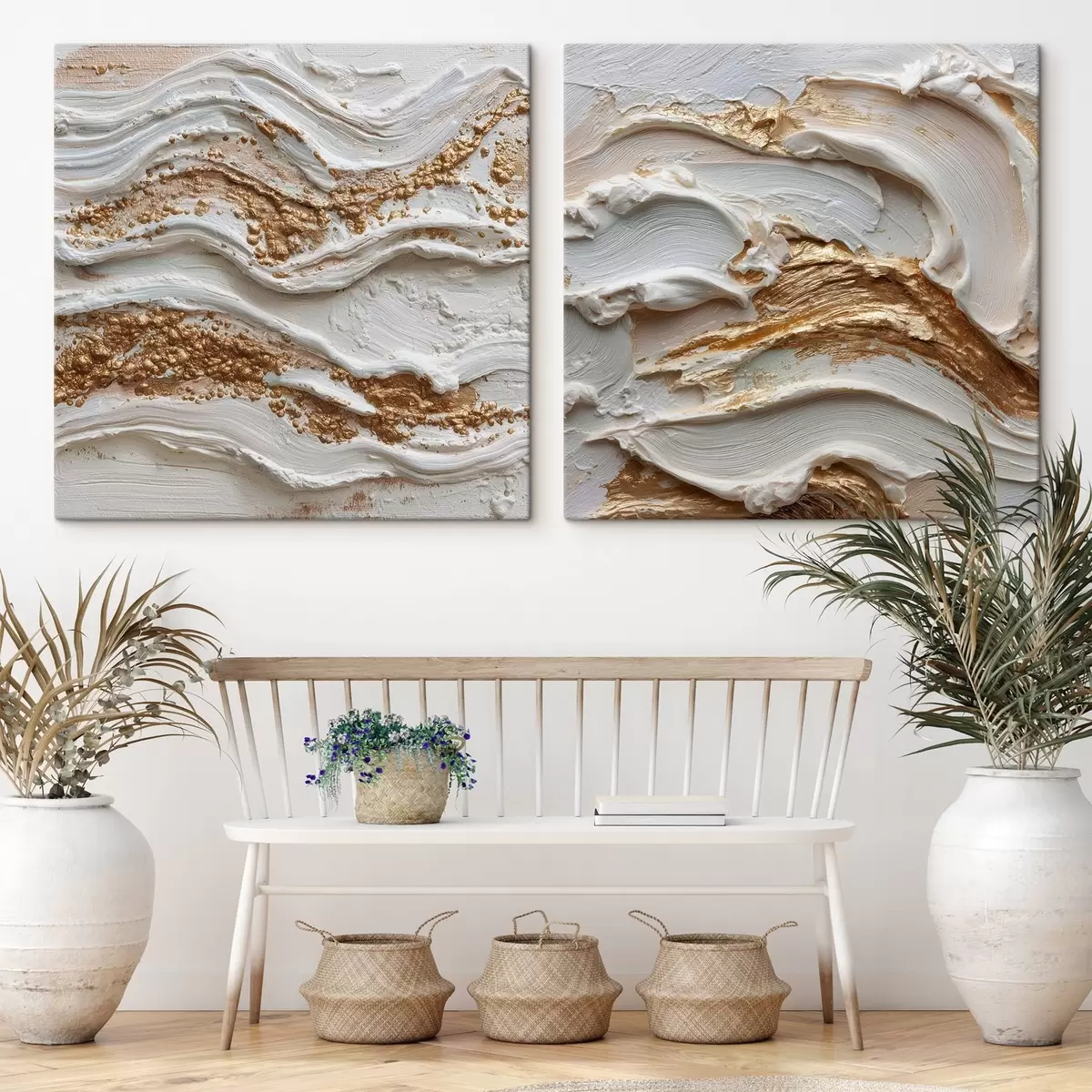 Tableau Abstraction volumétrique avec des traits blancs et jaunes m00742