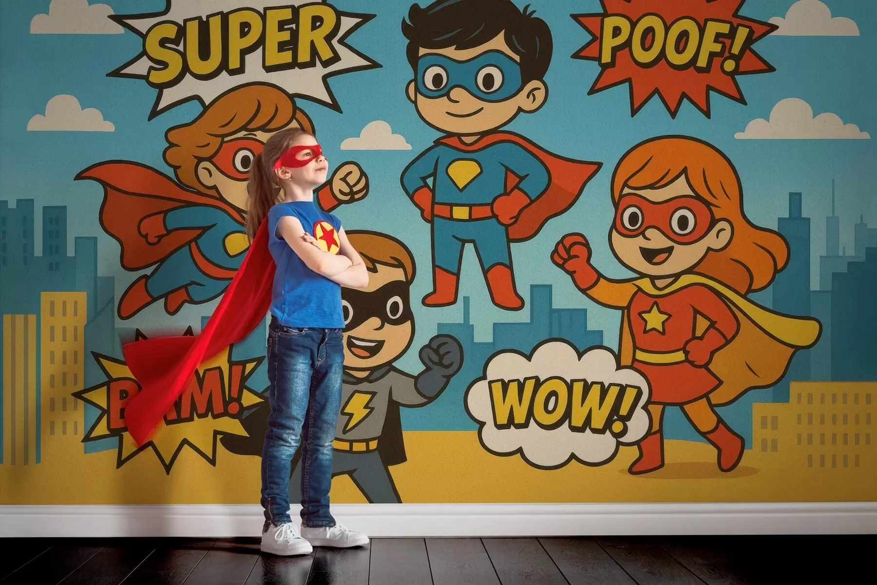 Papier peint super-héros drôles dans le style bande dessinée w04625