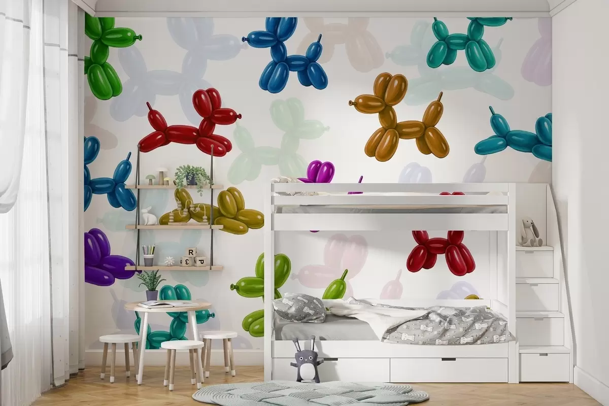 Papier peint Chiens peints faits de balles w04676
