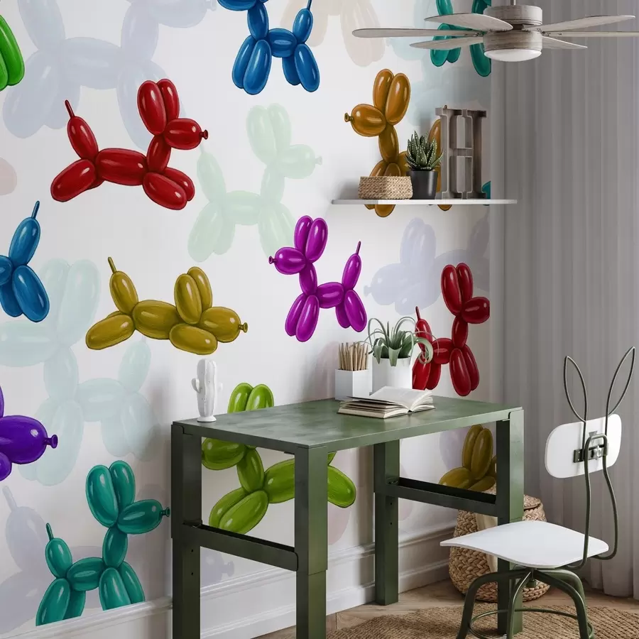 Papier peint Chiens peints faits de balles w04676