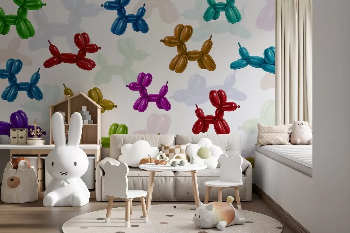 Papier peint Chiens peints faits de balles w04676