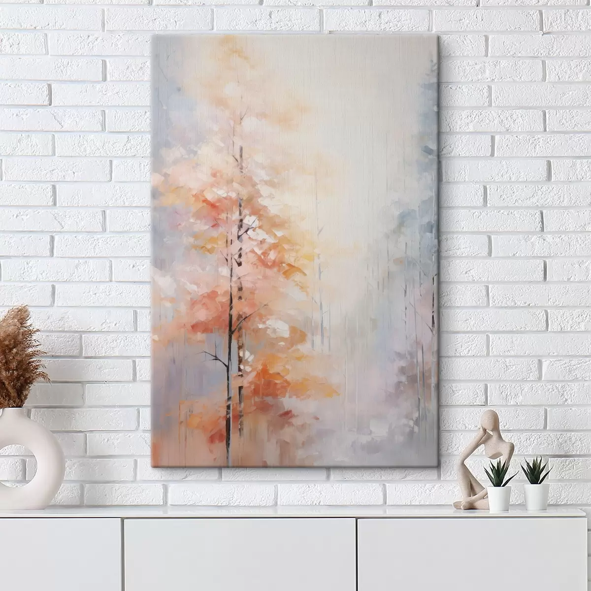 Tableau Peinture imitant une forêt en automne s46122