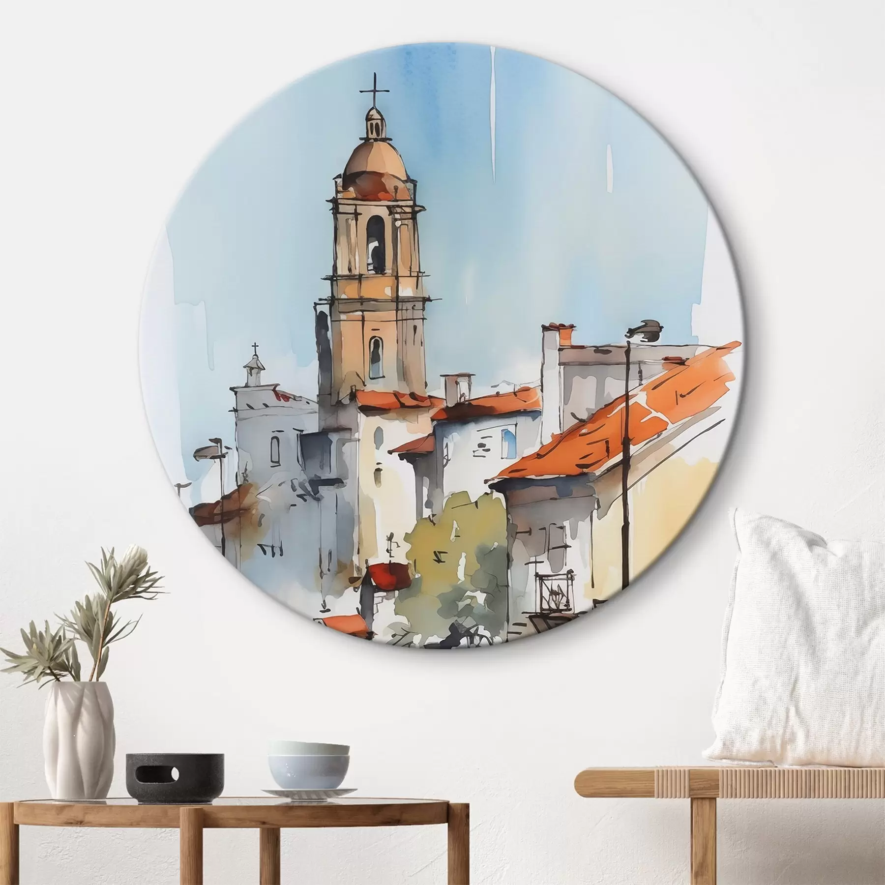 Tableau Aquarelle imitant un paysage urbain r46120