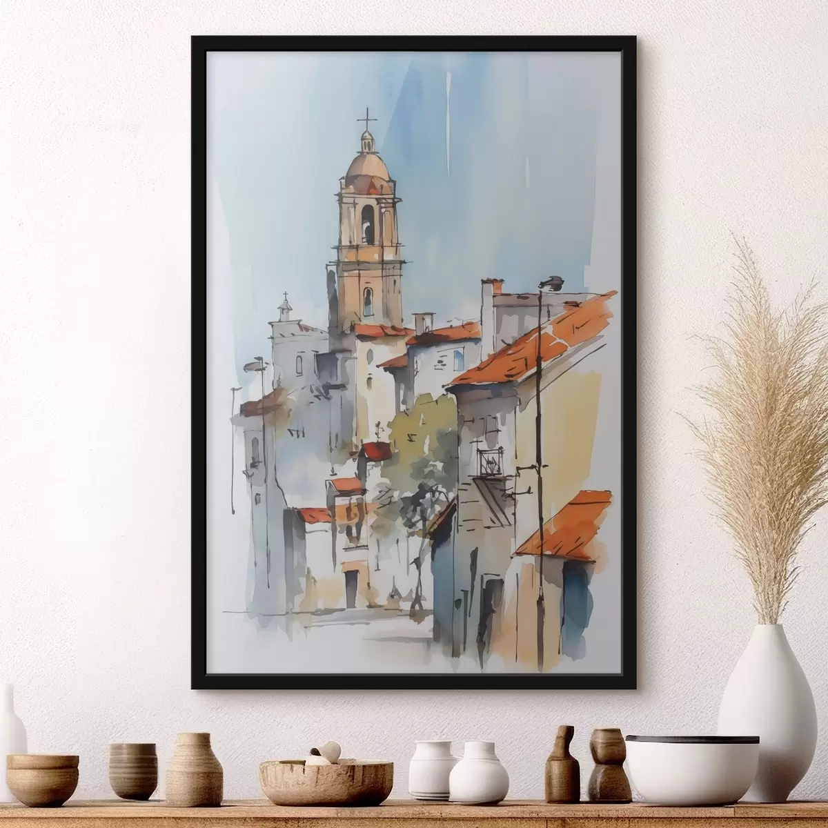 Poster Aquarelle imitant un paysage urbain f46120