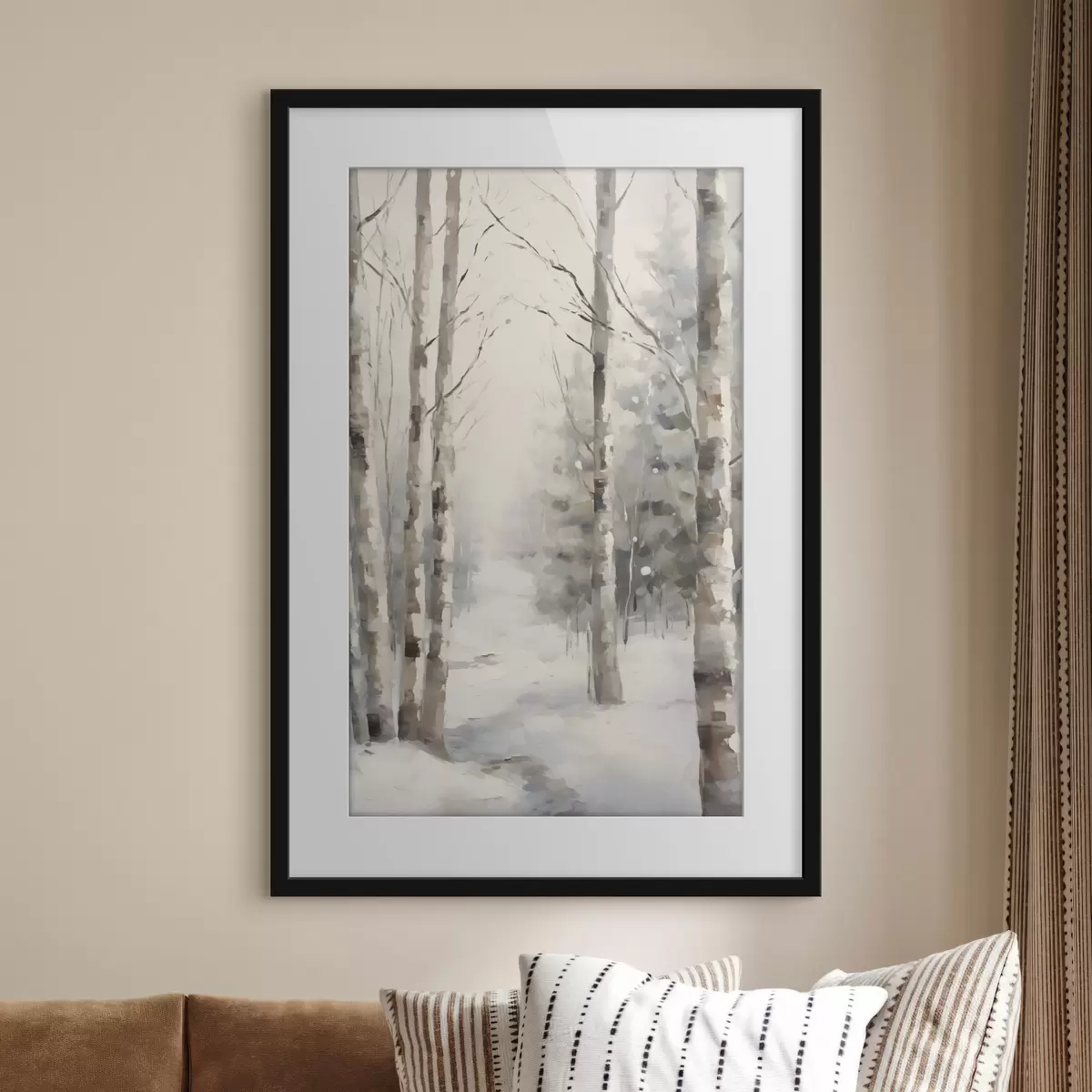 Poster Bouleaux dans une forêt en hiver f46129