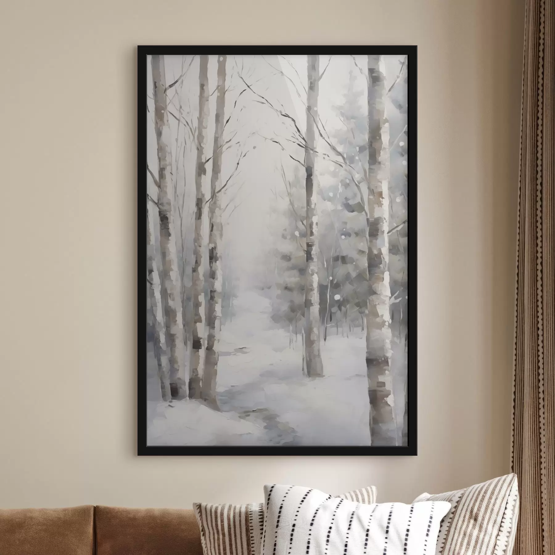 Papier peint Bouleaux dans une forêt en hiver f46129
