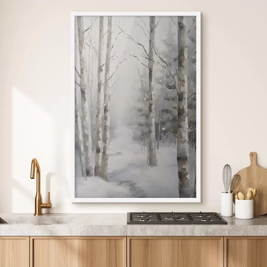 Papier peint Bouleaux dans une forêt en hiver f46129