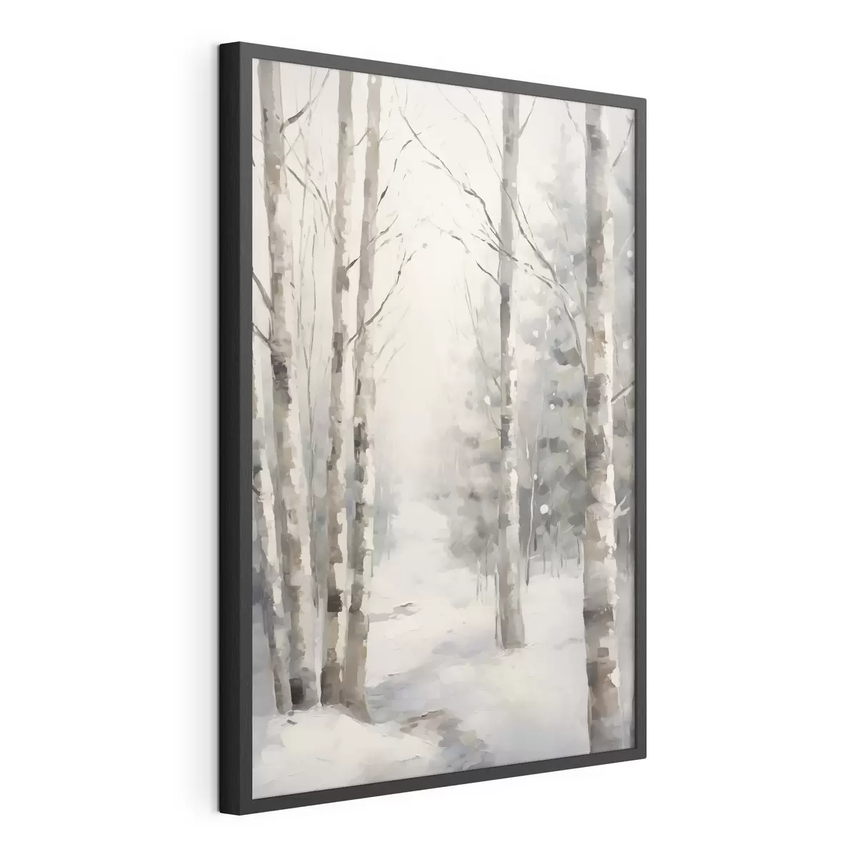 Poster Bouleaux dans une forêt en hiver f46129