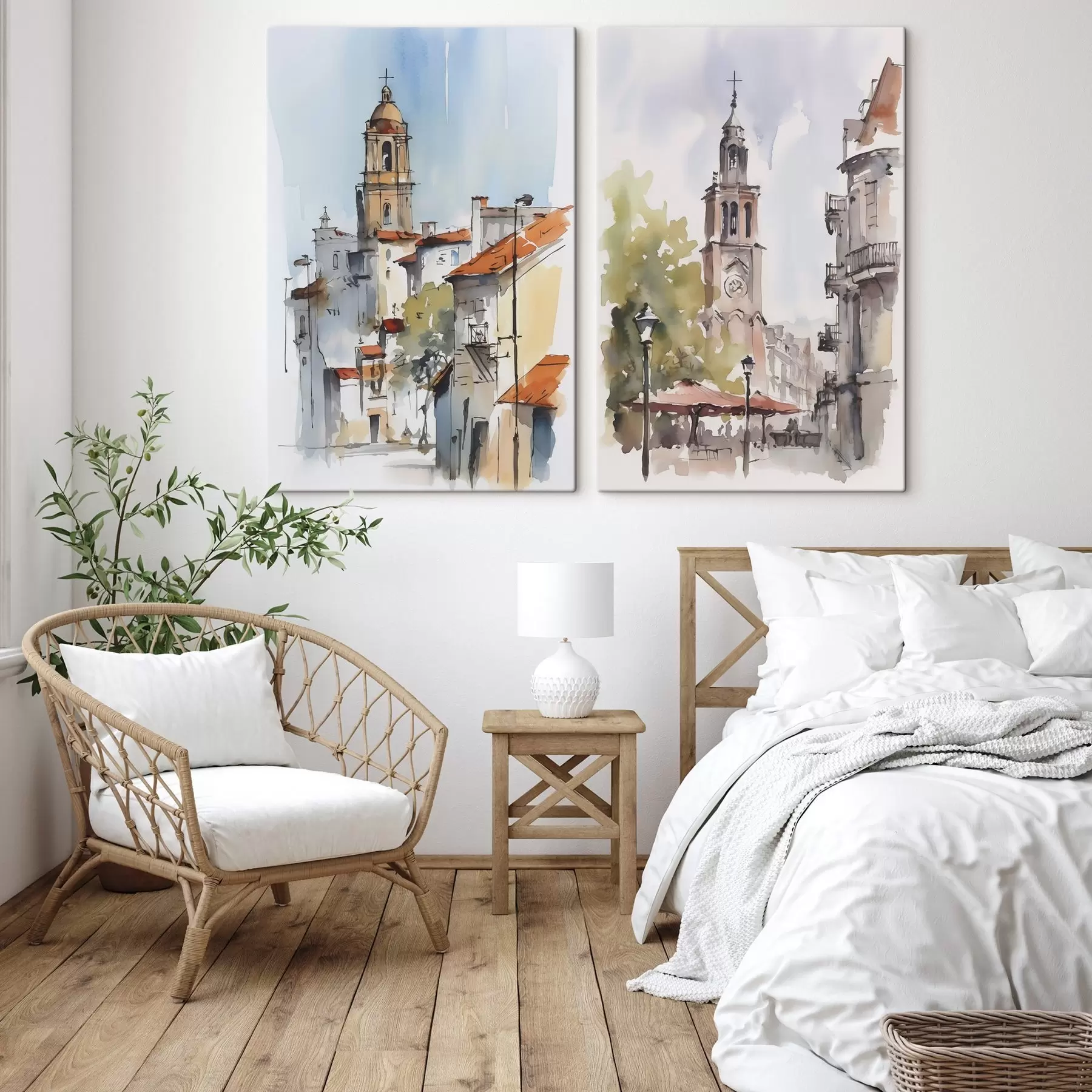 Tableau Aquarelle imitant un paysage urbain m00832