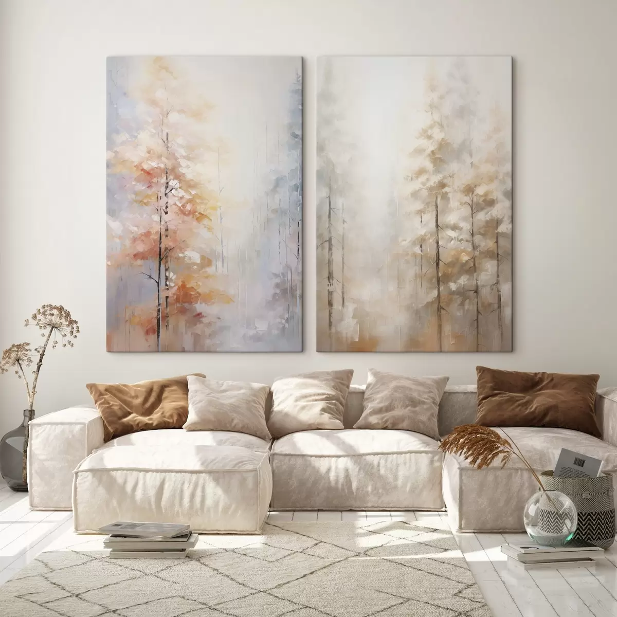 Tableau Peinture imitant une forêt en automne m00833