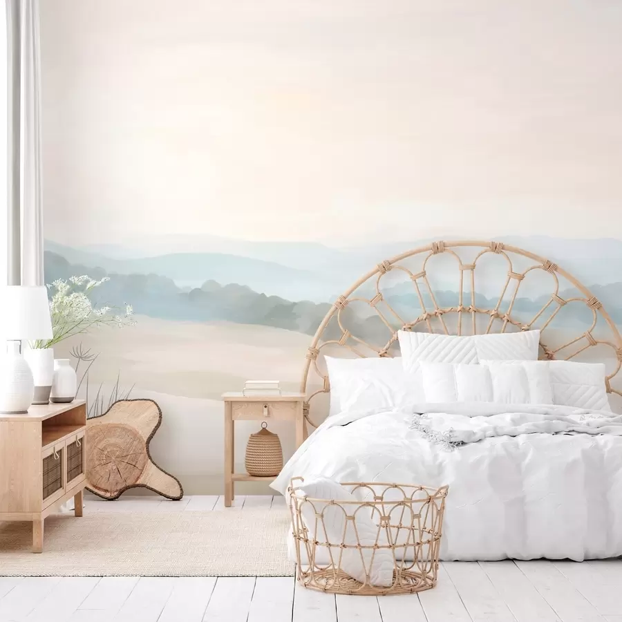 Papier peint paysage minimaliste lumineux dans le style de la peinture w04624