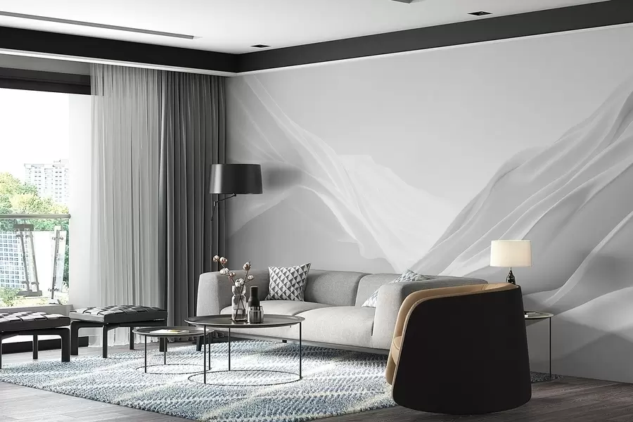 Papier peint Sommets montagneux gris sous forme abstraite w09434