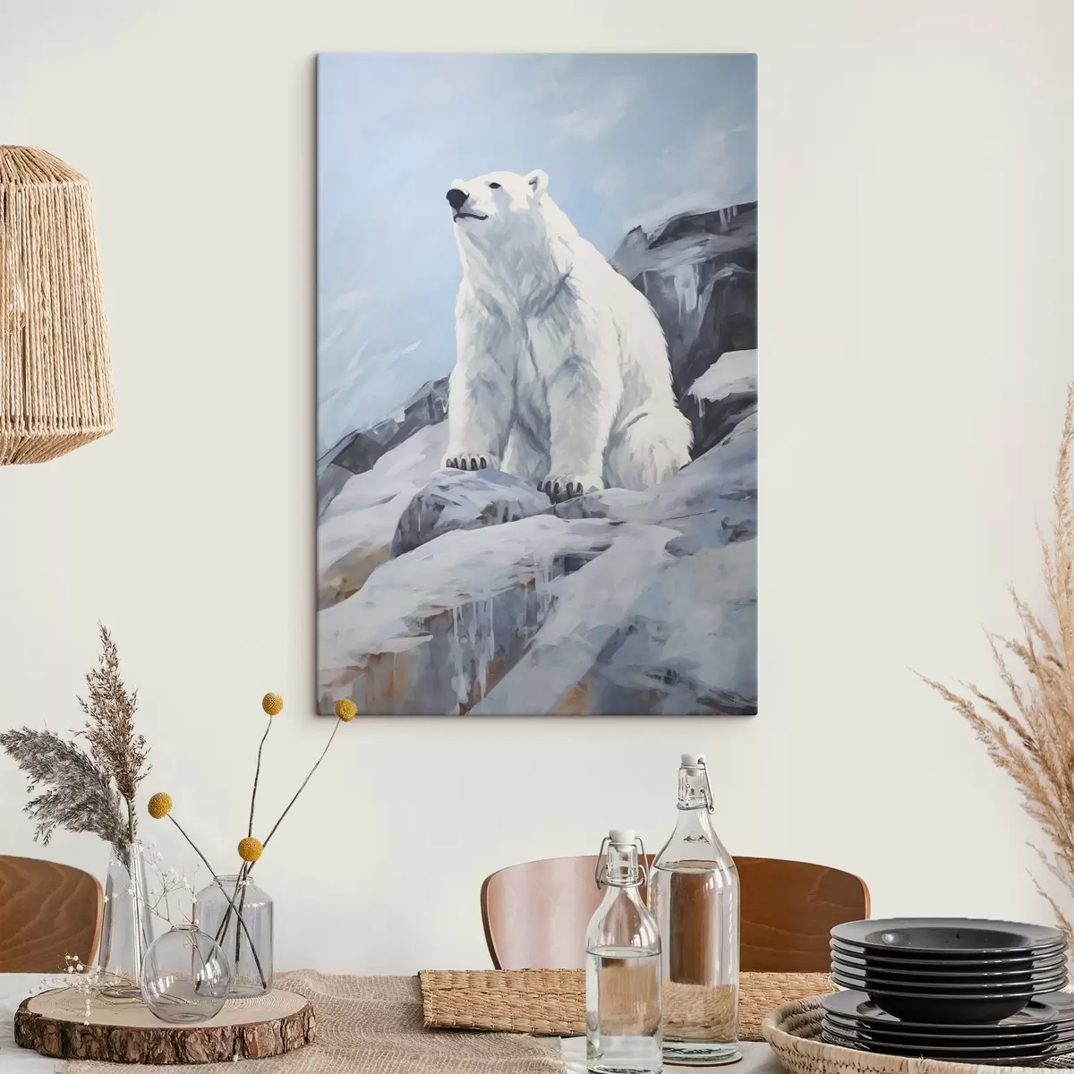 Tableau Un ours est assis sur un bloc de glace s46199