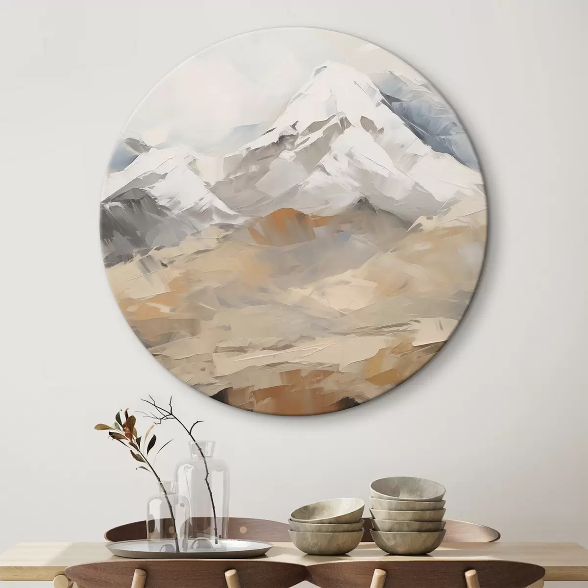 Tableaux rondes Peinture imitant la montagne r46193