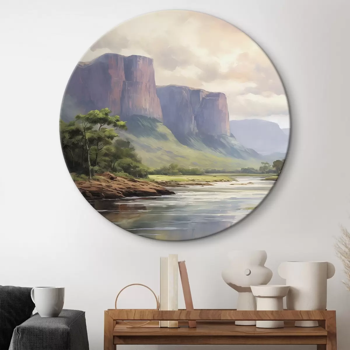 Tableaux rondes Parc avec vue sur la montagne r46194