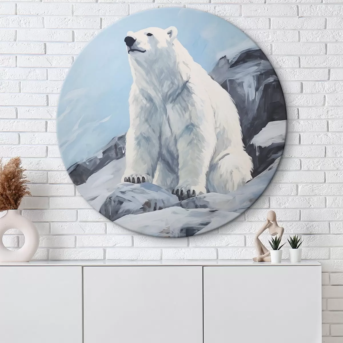 Tableaux rondes Un ours est assis sur un bloc de glace r46199
