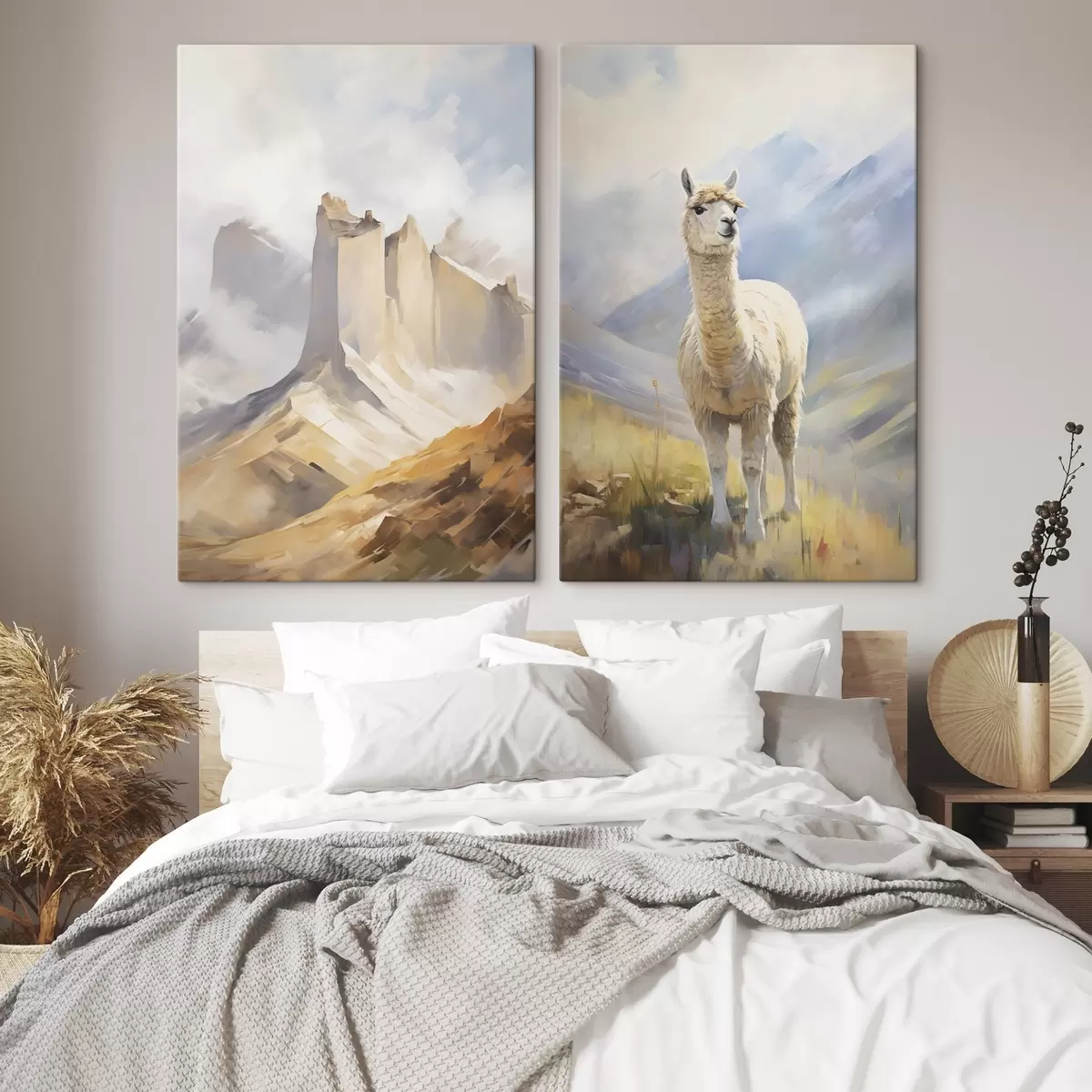 Tableau Montagnes Rocheuses et lama m00837