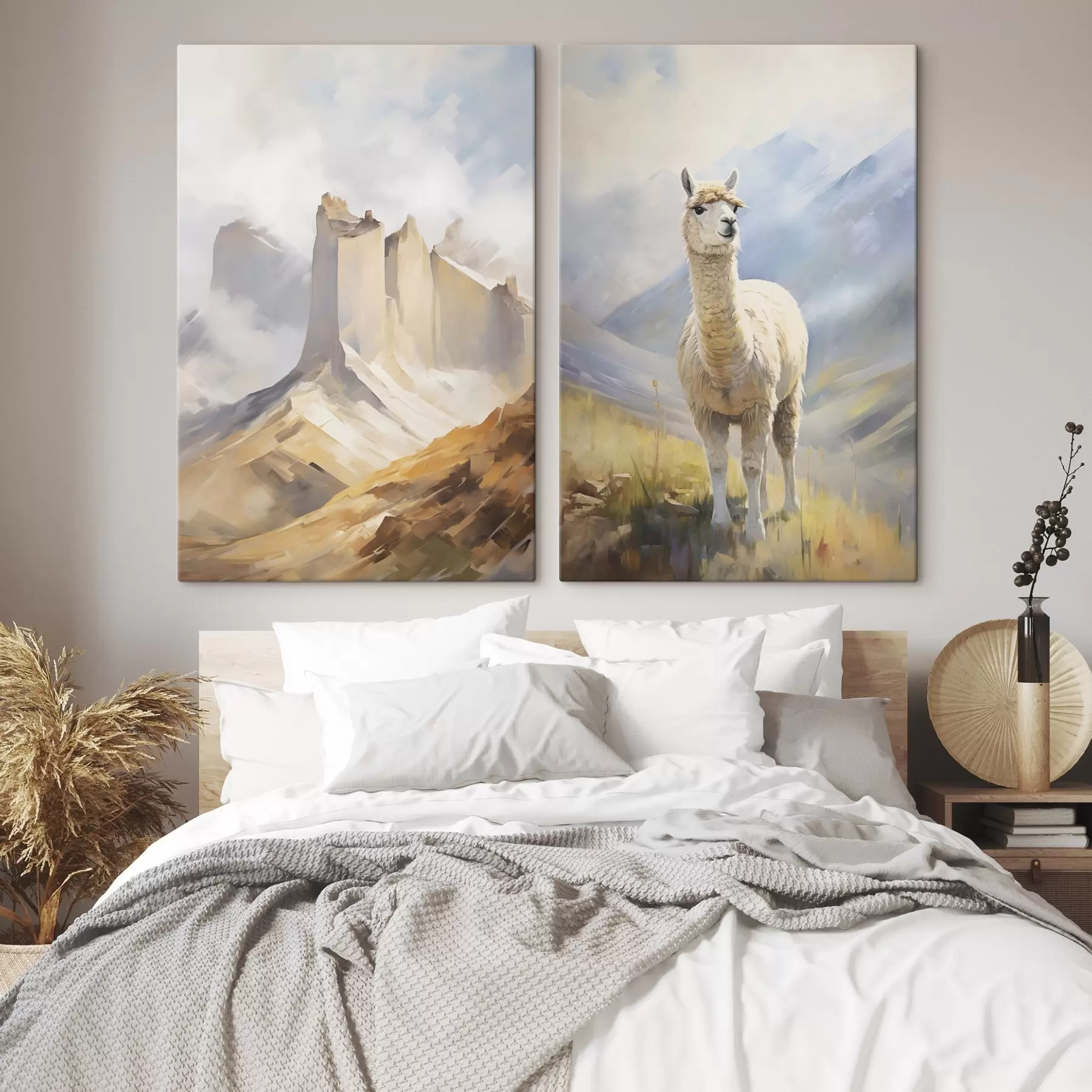 Tableau Montagnes Rocheuses et lama m00837