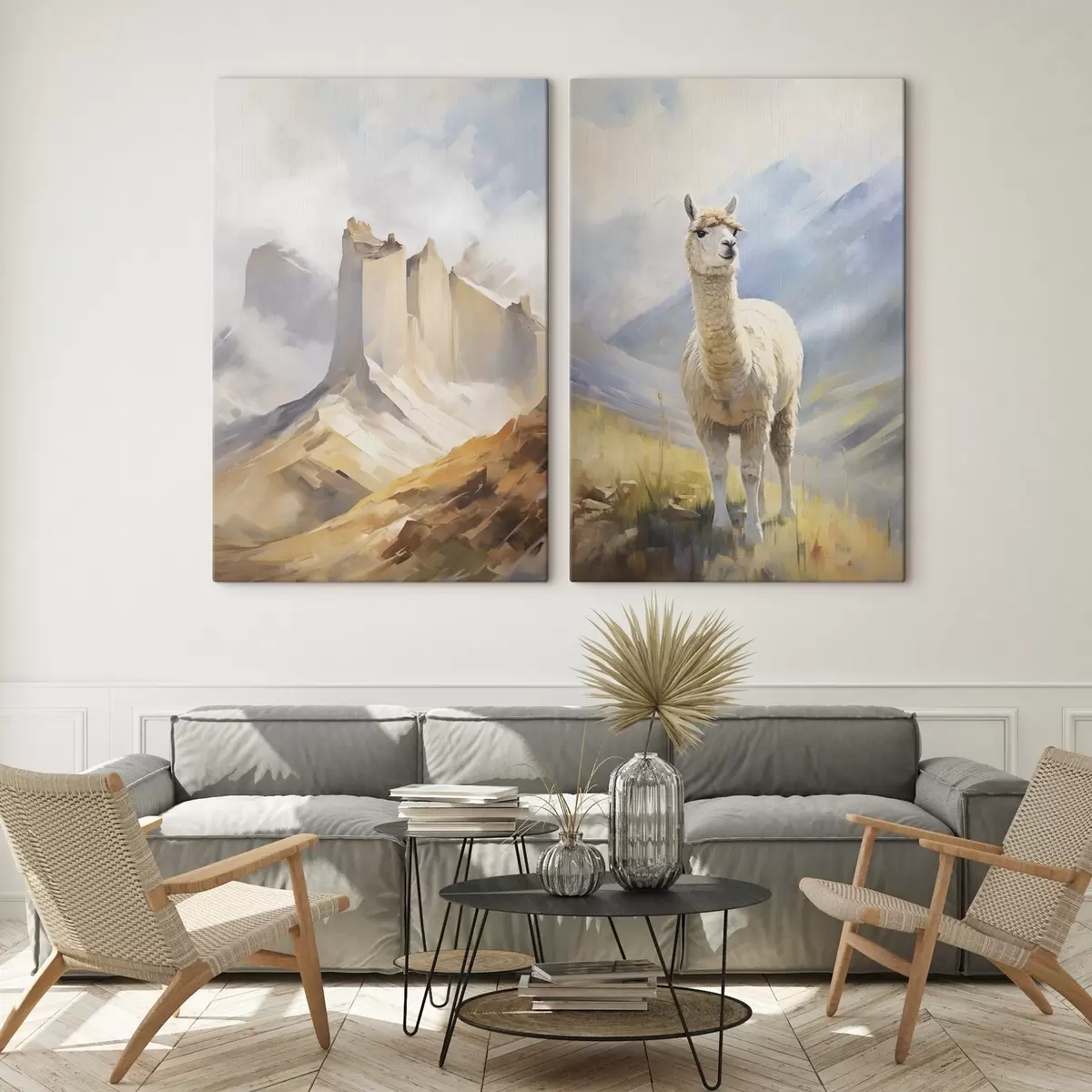 Tableau Montagnes Rocheuses et lama m00837