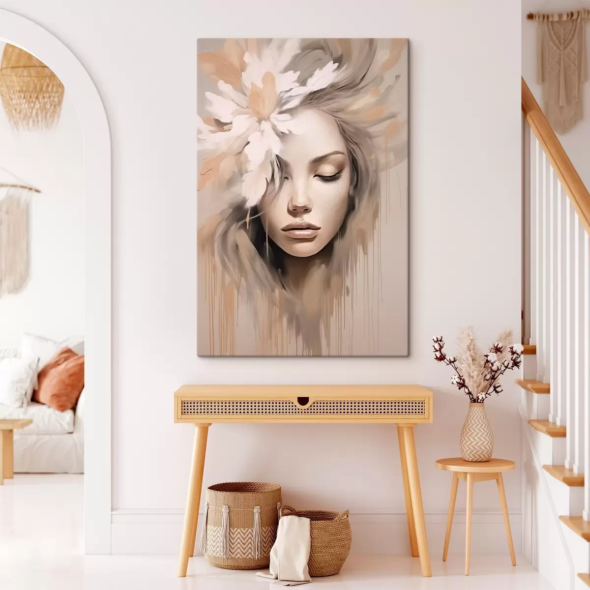 Tableau Portrait de femme avec une fleur s46218