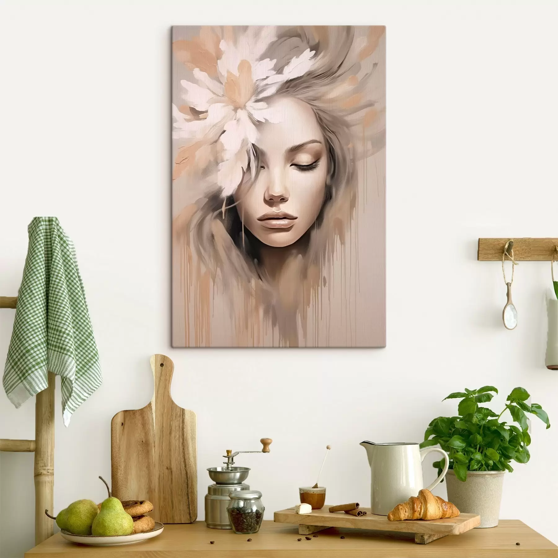 Tableau Portrait de femme avec une fleur s46218