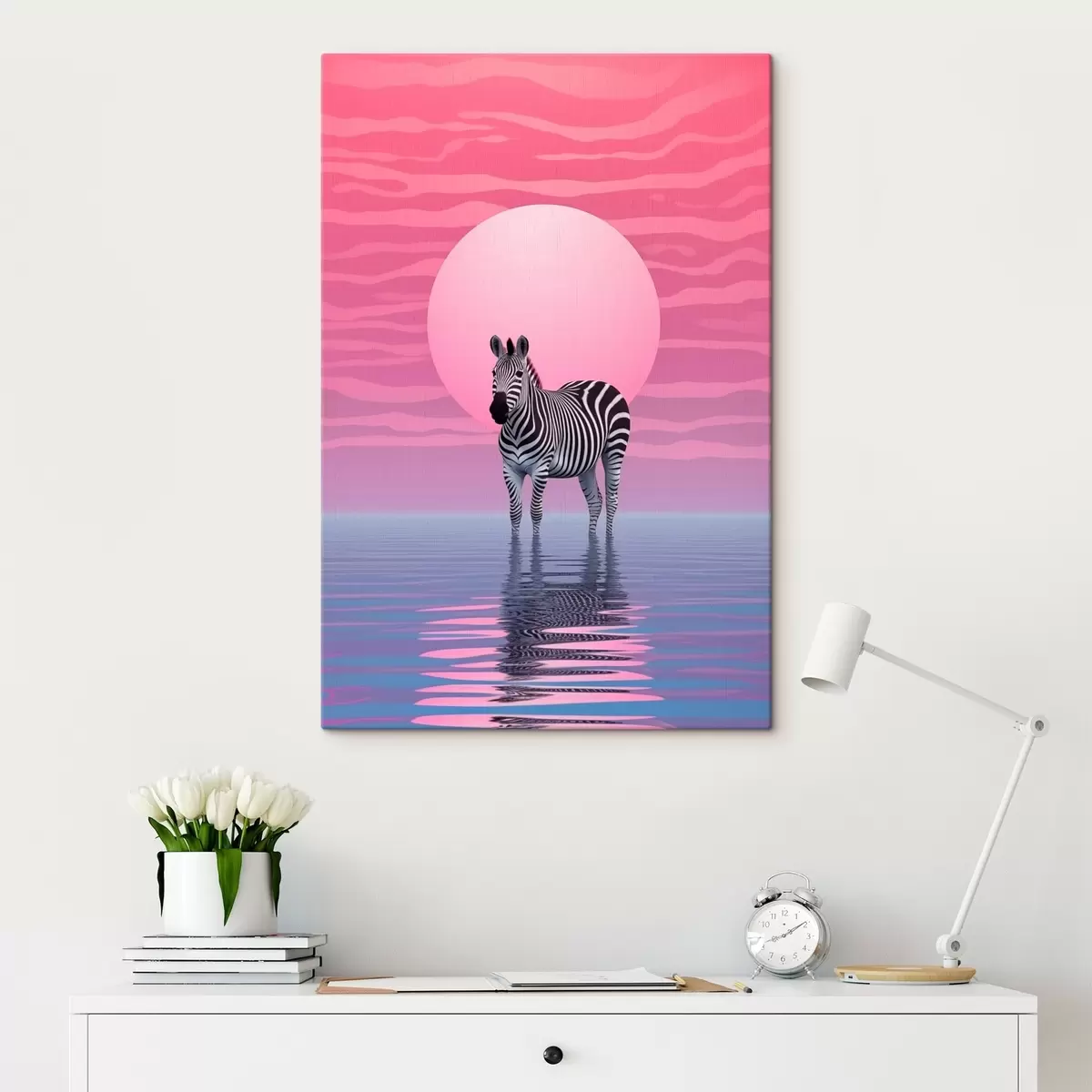 Tableau Zèbre au coucher du soleil s46230