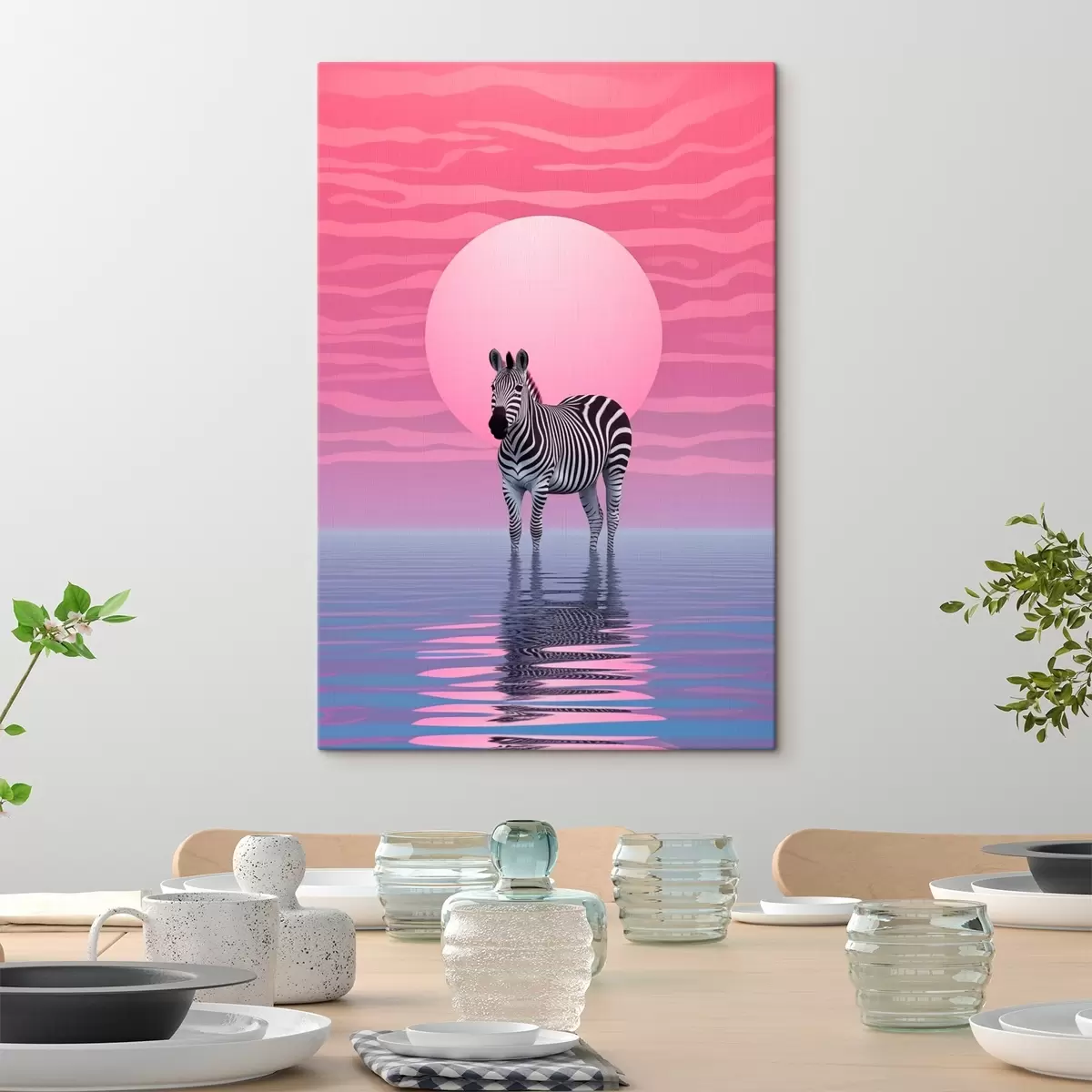 Tableau Zèbre au coucher du soleil s46230