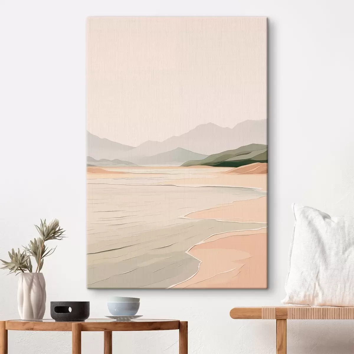 Tableau Paysage minimaliste avec montagnes et rivage s46248