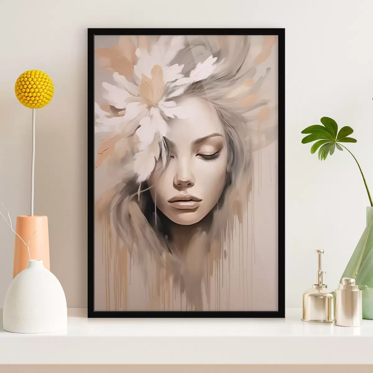 Poster Portrait de femme avec une fleur f46218