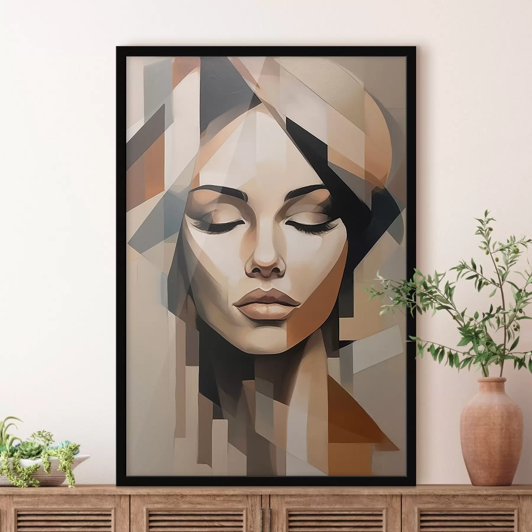 Papier peint Portrait géométrique féminin f46220