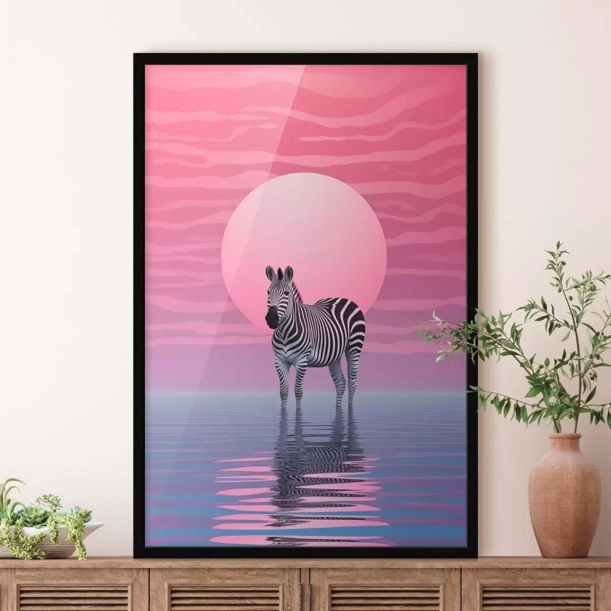 Poster Zèbre au coucher du soleil f46230