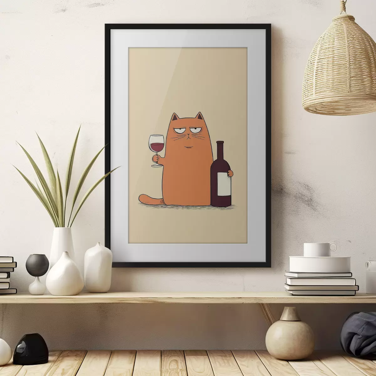 Poster Chat avec du vin f46250
