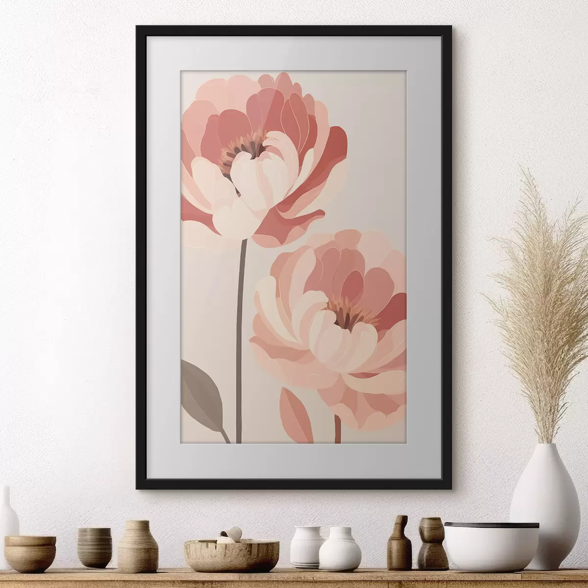 Poster Pivoines et mouvement f46253