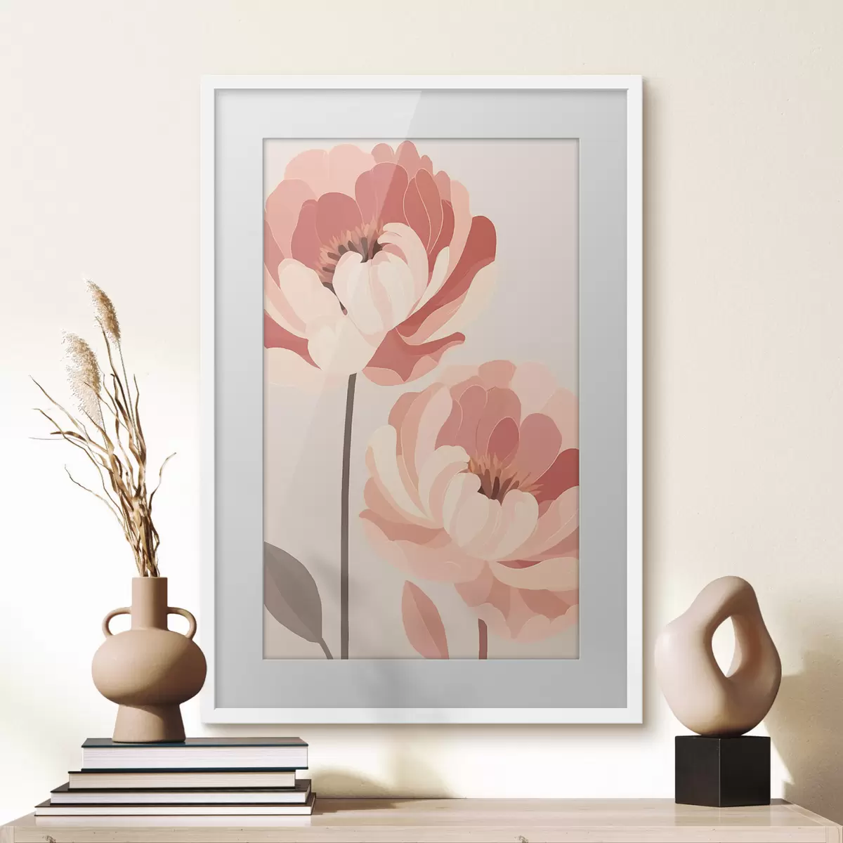 Poster Pivoines et mouvement f46253