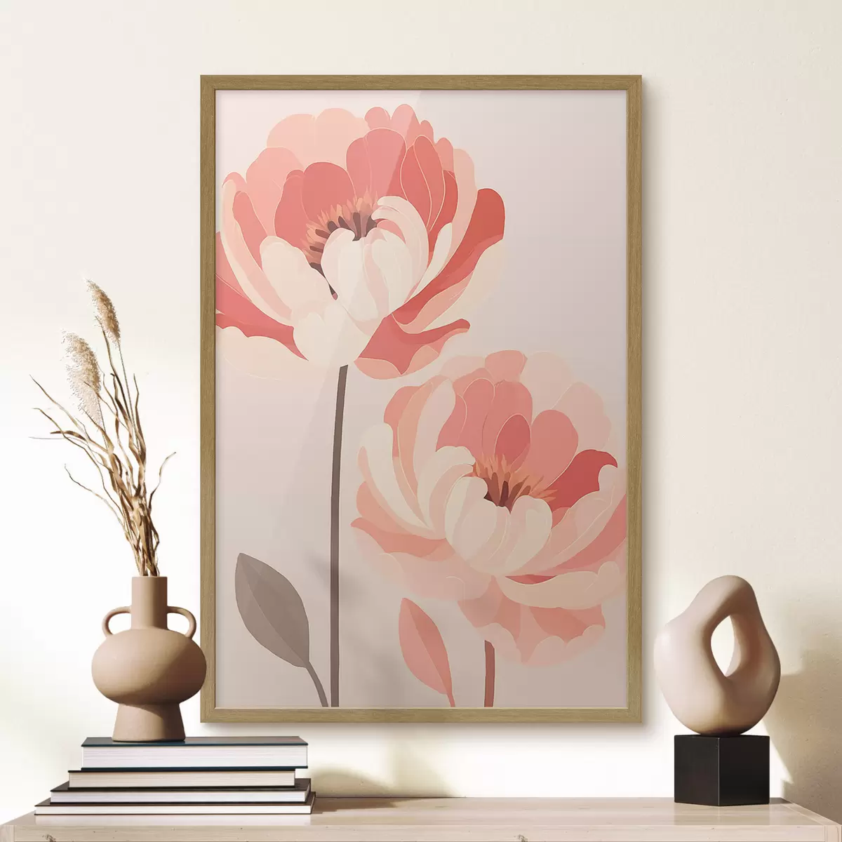 Poster Pivoines et mouvement f46253