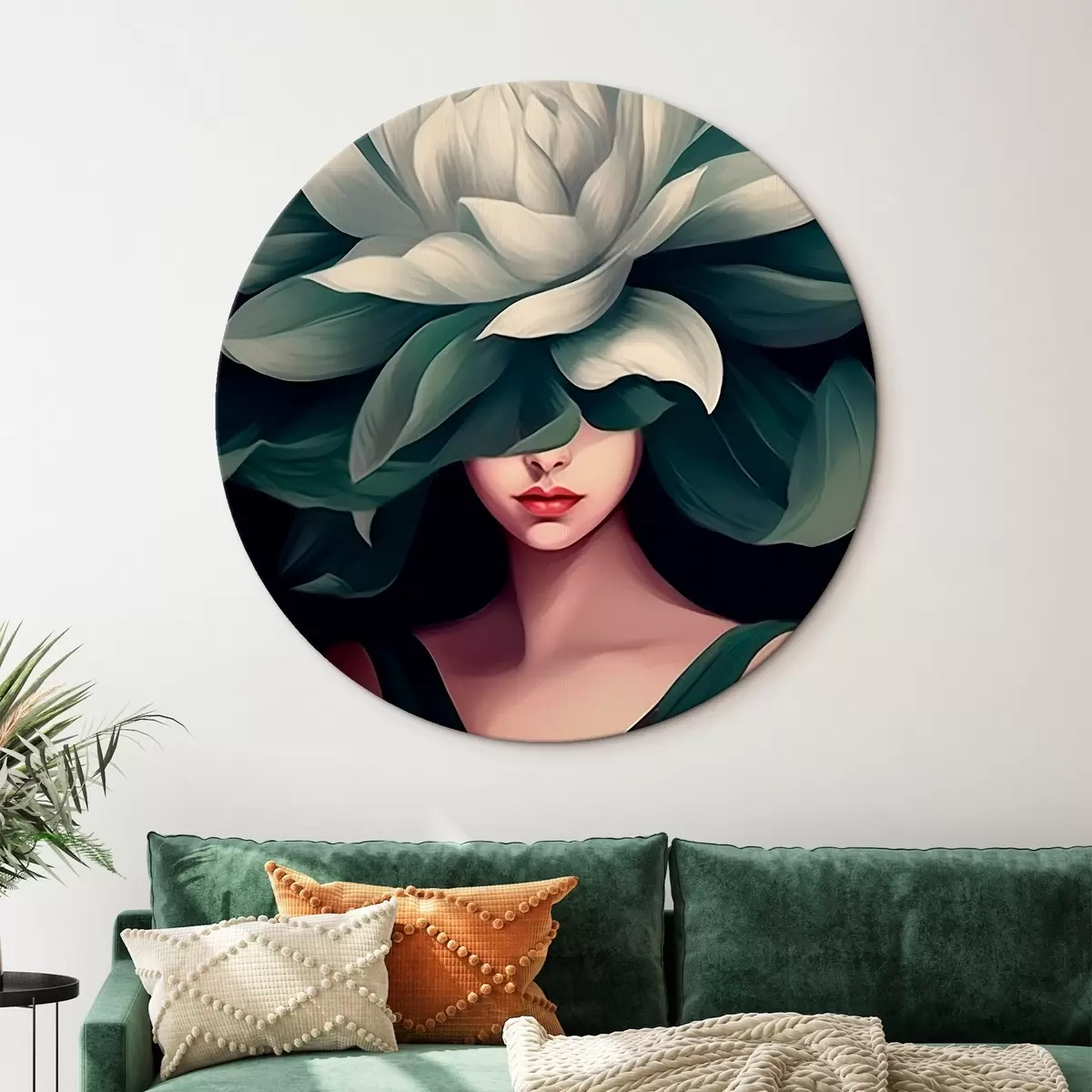 Tableaux rondes Fille avec une fleur r46207