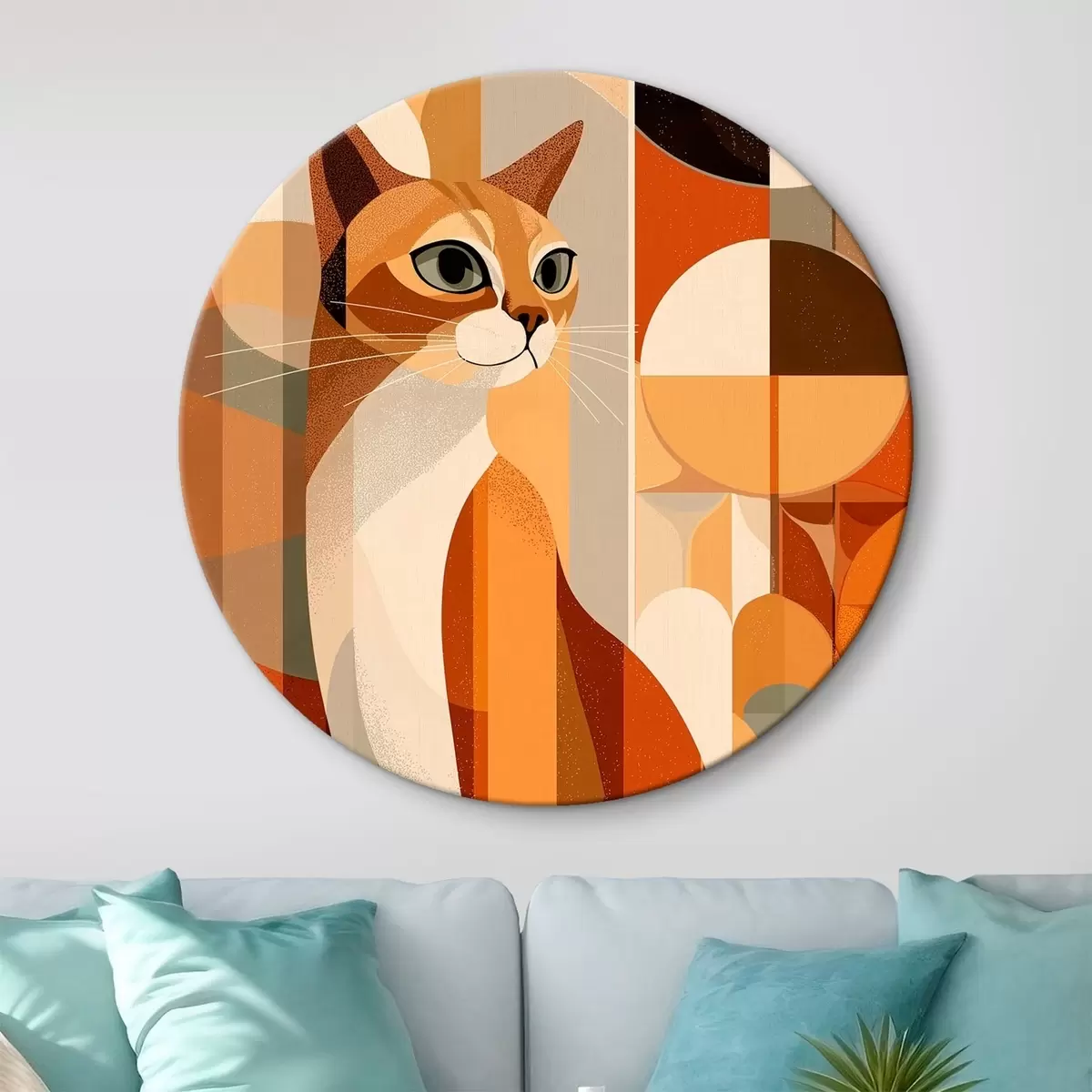 Tableaux rondes Chat géométrique r46208