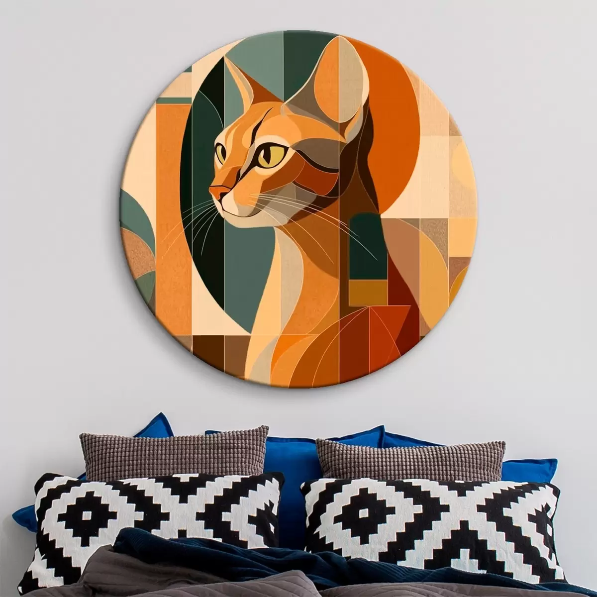 Tableaux rondes Chat abstrait r46209