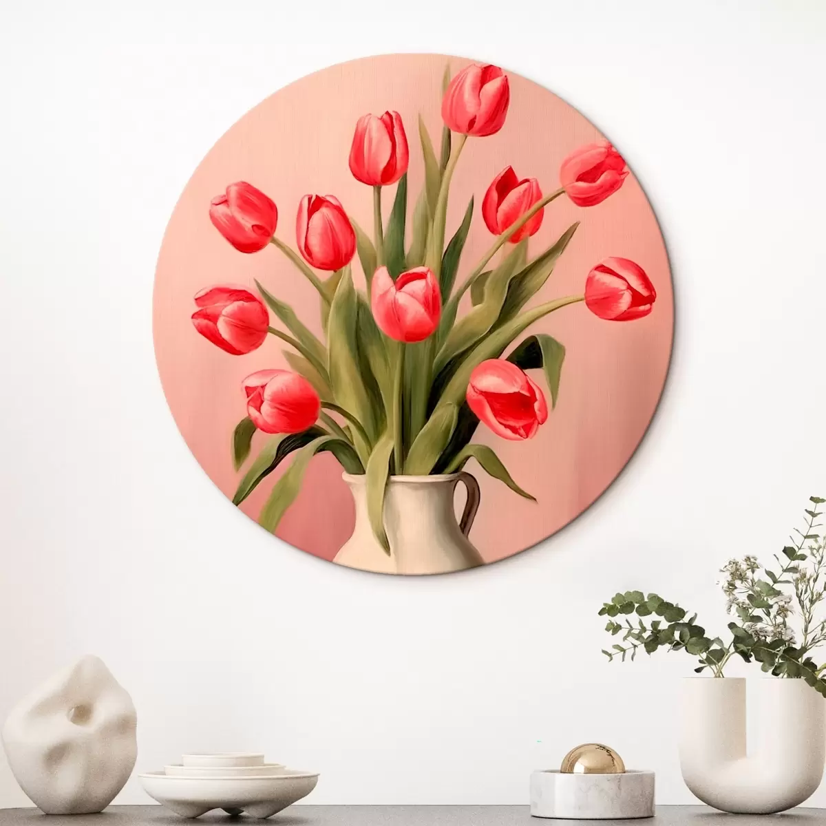 Tableaux rondes Tulipes dans un vase r46210