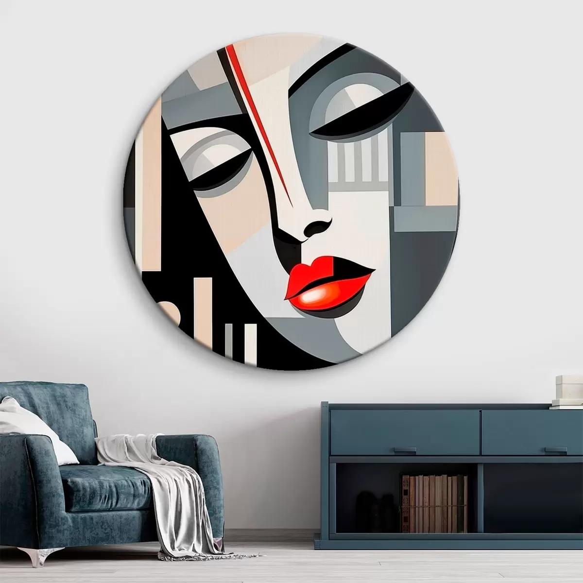 Tableaux rondes Visage abstrait r46213