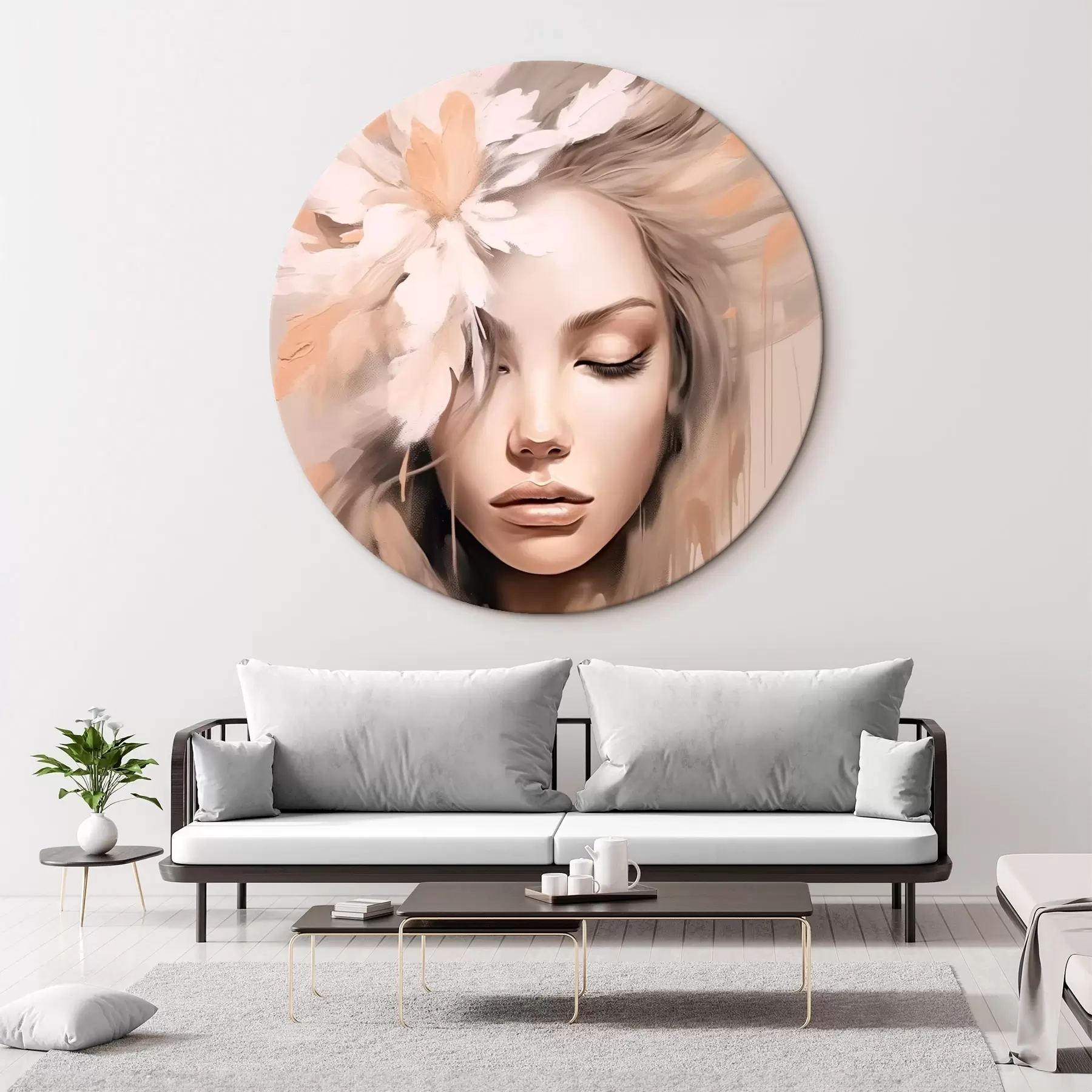 Tableau Portrait de femme avec une fleur r46218