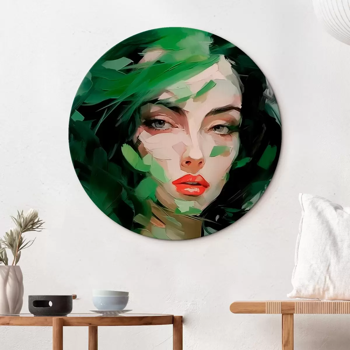 Tableaux rondes Portrait féminin abstrait r46224