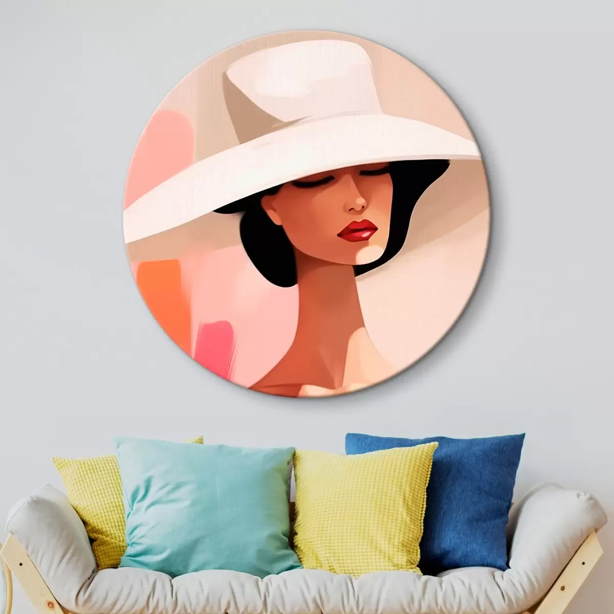 Tableaux rondes Femme au chapeau r46229