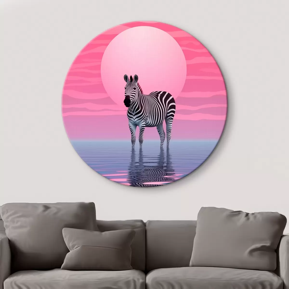 Tableaux rondes Zèbre au coucher du soleil r46230