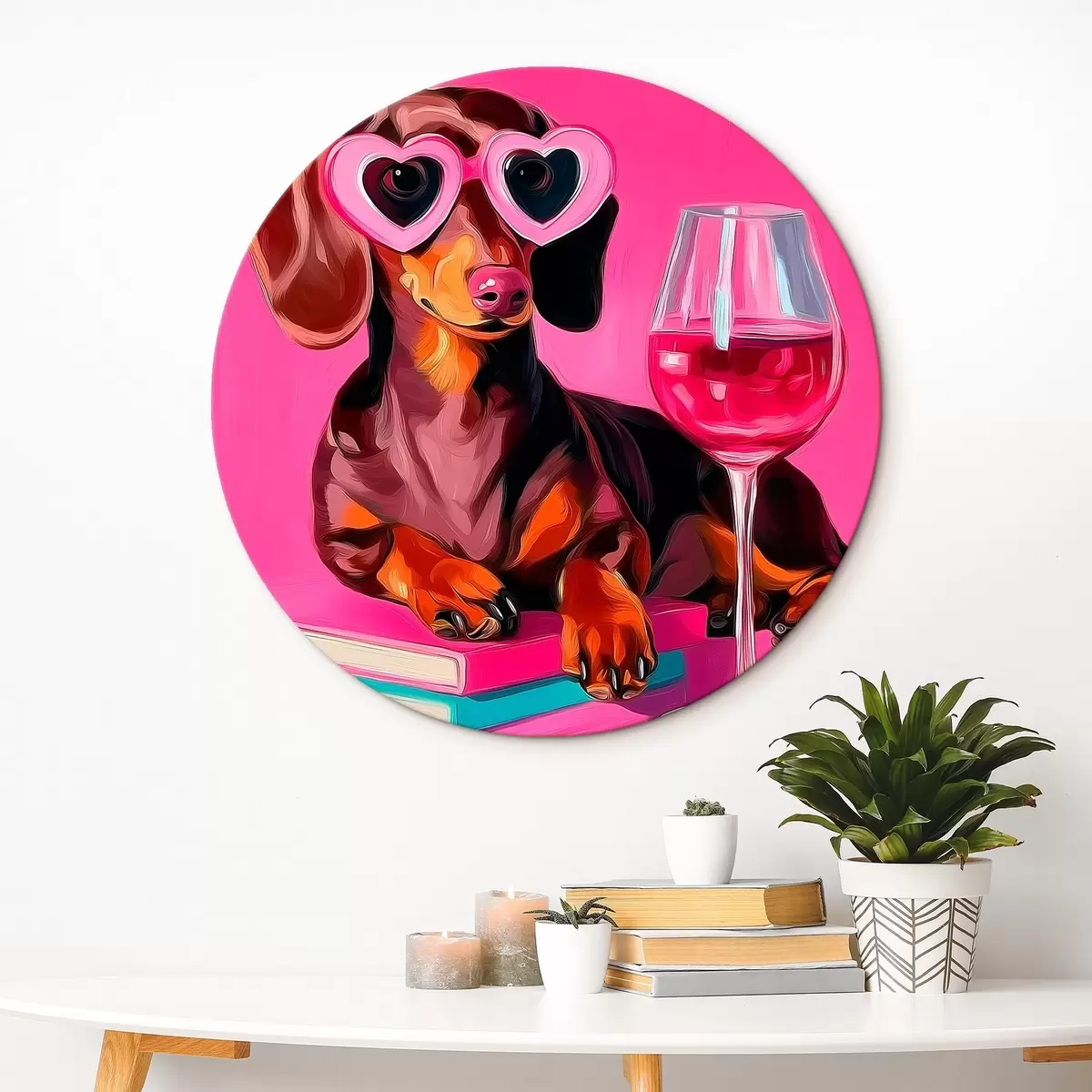 Tableaux rondes Chien avec des lunettes r46234