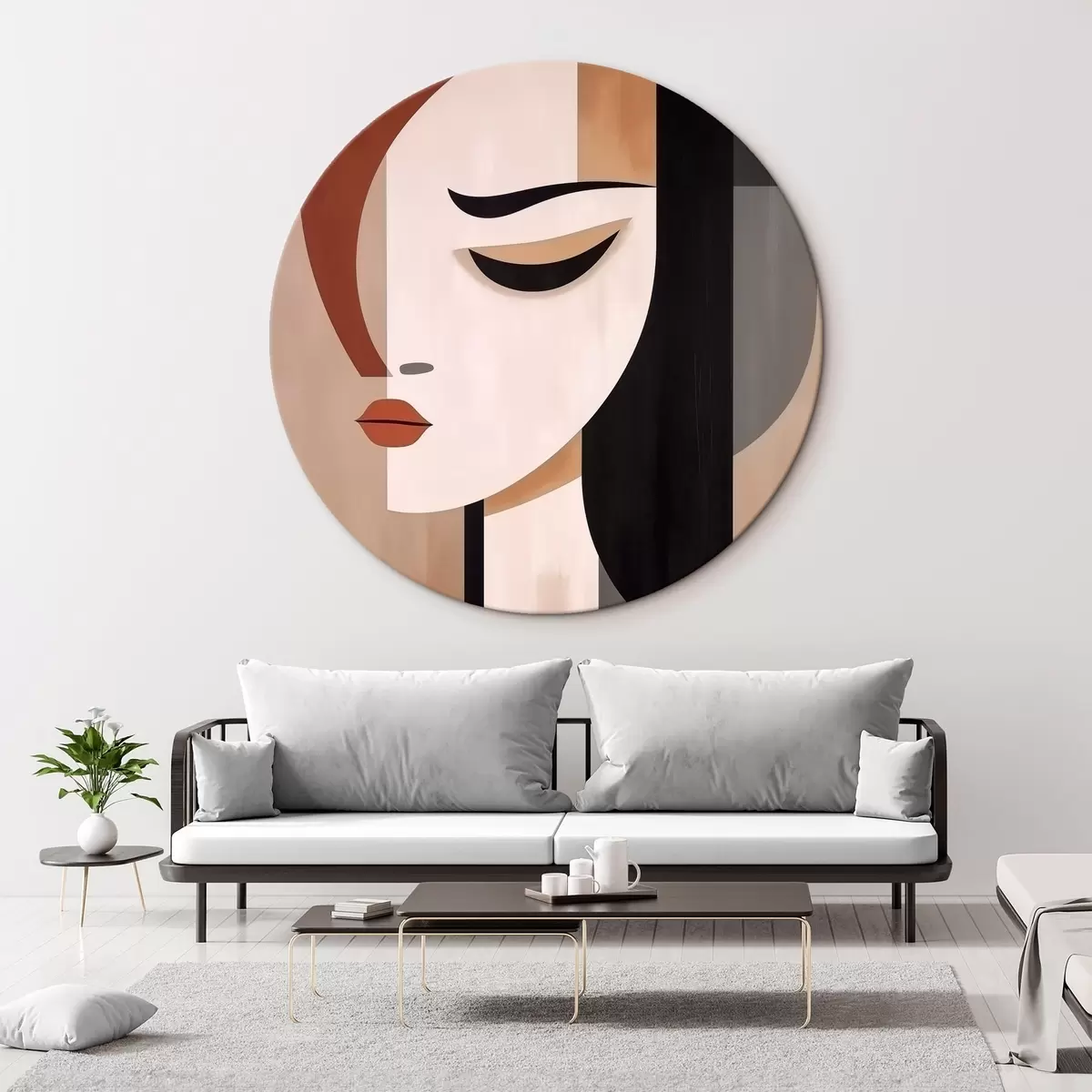 Tableaux rondes Visages abstraits r46242