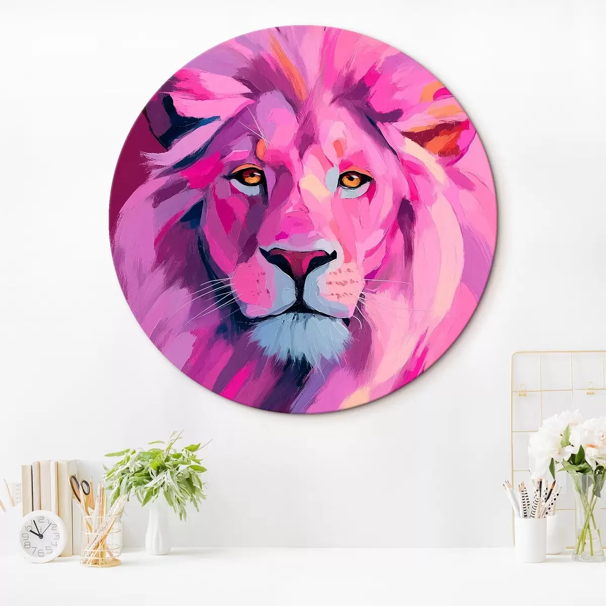 Tableaux rondes Lion r46243