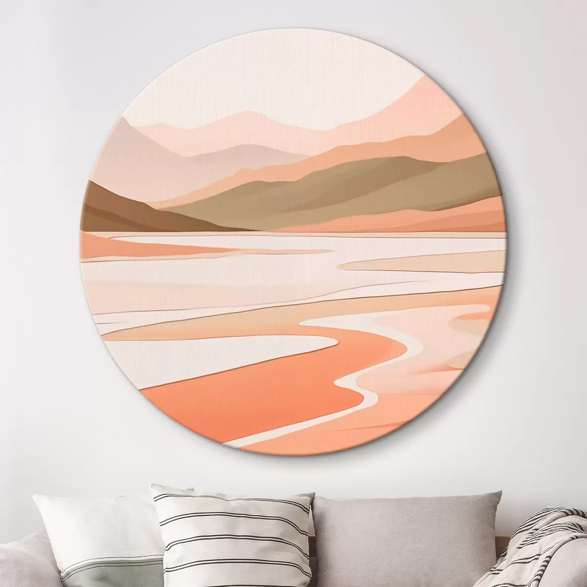 Tableaux rondes Paysage abstrait avec montagnes et rivière r46249